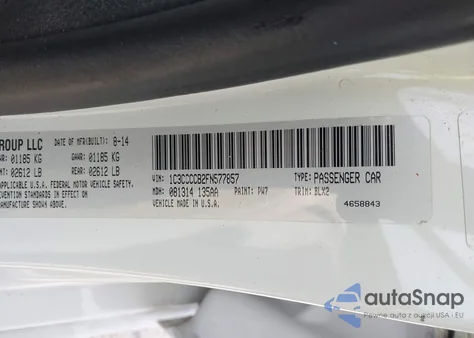 2015 Chrysler 200 C из США, поврежденный, VIN 1C3CCCCB2FN577857